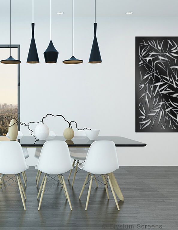 Elysium_Decorative_Screens_Portrait_Bamboo_Decorative_Screen_Dining_Room Elysium Decorative Screens Dining Room with Bamboo Decorative Screen