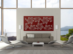 Elysium Decorative Screens Ocean Front Lounge Room featuring Floral Print Screen as Wall Art