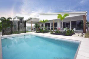 Elysium Decorative Screens House With Large Pool Featuring a panel of outdoor deco privacy screens