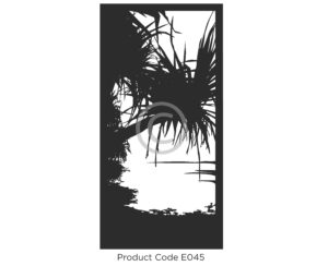 Elysium Decorative Screen Product Code E030 Organic Design Pandanus tree overlooking ocean