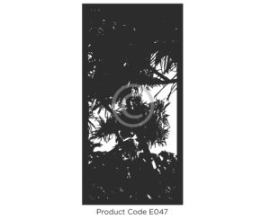 Elysium Decorative Screen Product Code E030 Organic Design of a Pandanus Tree and Ocean