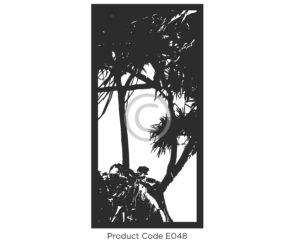 Elysium Decorative Screen Product Code E048 Botanical Design of a Pandanus Tree and Ocean