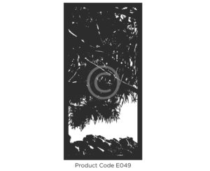 Elysium Decorative Screen Product Code E049 Botanical Design of a Pandanus Tree and Ocean